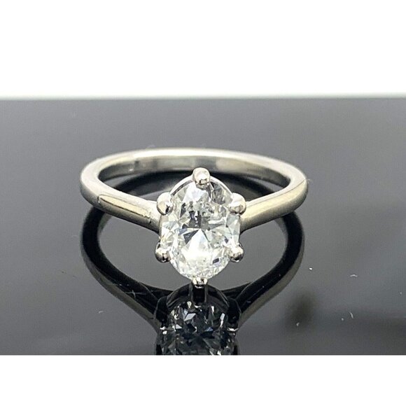 Engagement Ring Diamond 0.96ct GIA VS2 F Platinum Oval Solitaire Size 4.5 - Picture 1 of 15